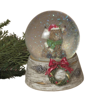 Resin & Glass Holiday Highland Cow w/Wreath Design Water Globe 2799230-A