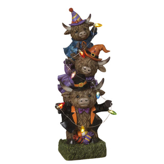 Halloween Lighted Resin Halloween Stacking Highland Cows w/ Timer 2797320