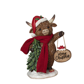 Resin Highland Cow Merry Christmas Sign /Cardinal 2795260