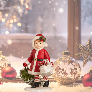 Santa Girl Pulling Tree TD4172