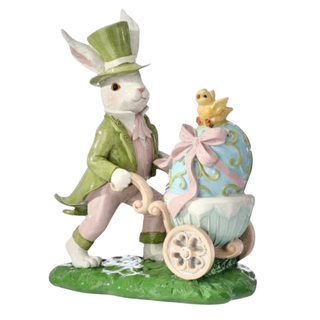 Pre-Order Easter Boy Bunny with Egg Cart Figurine MT26611