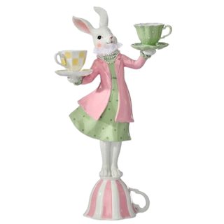 Pre-Order Balancing Easter Girl Bunny on Teacup MT26632