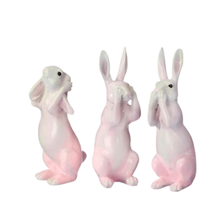 Pre-Order Blush Pink Hear Speak See No Evil Pink Bunny Set lMT26728