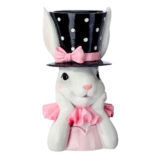 Pre-Order Whimsical Pink & Black Dot Girl Bunny Bust Planter  MT26638
