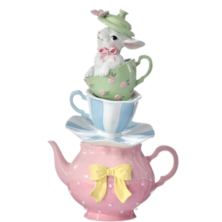 Pre-Order Whimsical Teacup Teapot Stack with Bunny MT26633