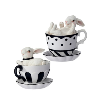 Pre-Order Black White Bunnies in a Teacup Set MT27052