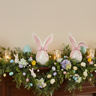 Pre-Order White Resin Egg with Bunny Ears and Bow Set MT26825