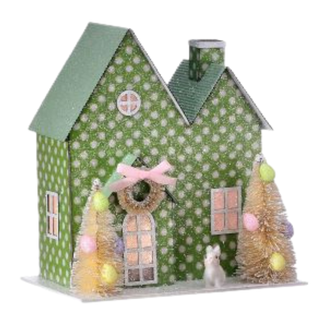 Pre-Order Green Polka Dot Easter Paper House Battery LED Timer MT26975
