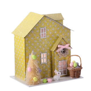 Pre-Order Yellow Polka Dot Easter Paper House Battery LED Timer MT26975
