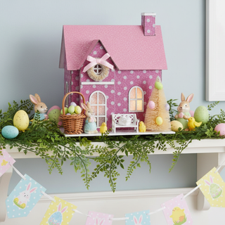 Pre-Order Pink Polka Dot Easter Paper House Battery LED Timer MT26975