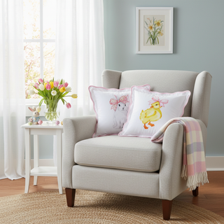 Pre-Order Easter Whimsy Bunny and Waddles the Chick Pillow Set 4656013