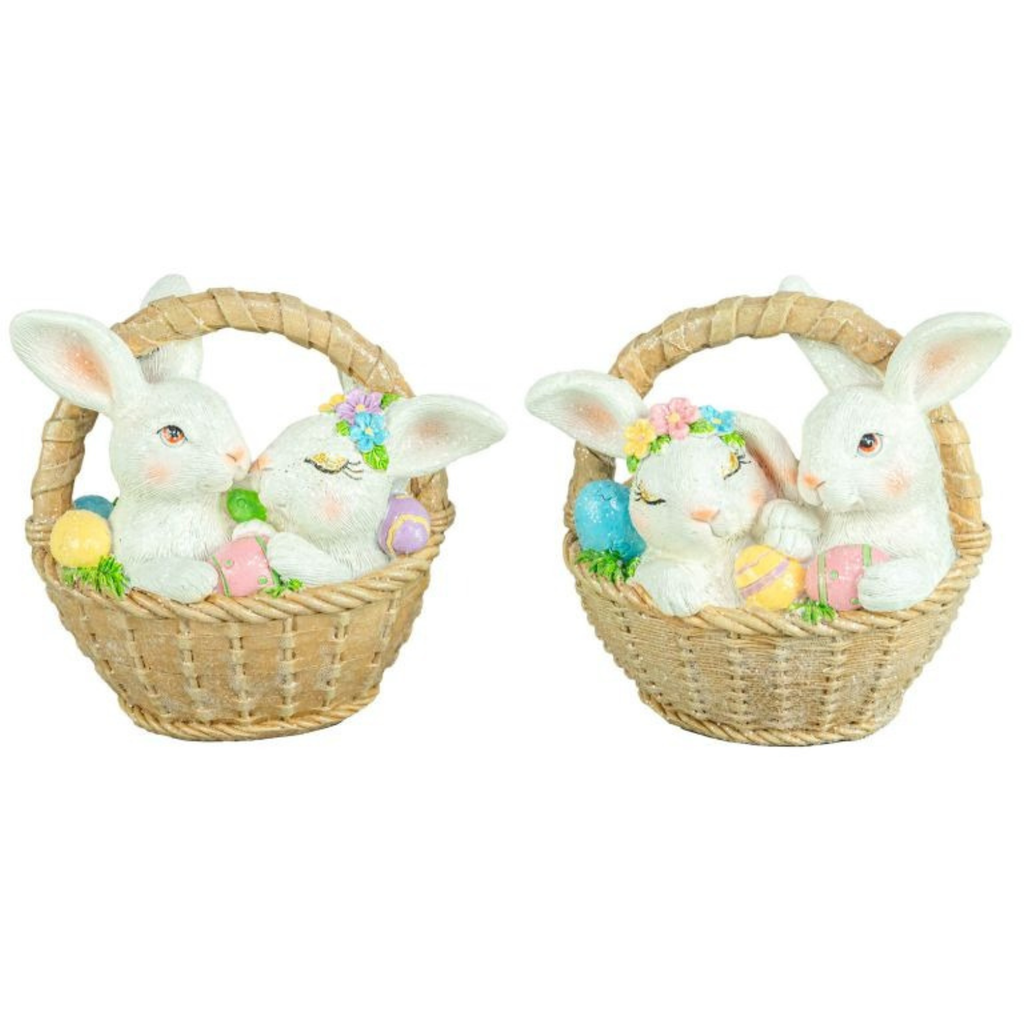 Easter Bunny Couple in Basket Figurine Set 62336 – The Frosty ...