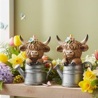 Summer Highland Cow in Watering Can Set 66207