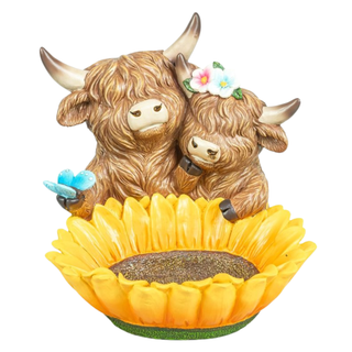 Highland Cow Sunflower Birdbath Trinket Dish 66202