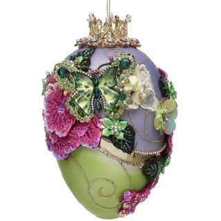 Pre-Order Faberge Jewel Egg Ornament, Green/Purple 36-61304