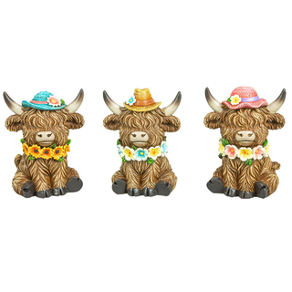 Spring Blooming Highland Cow Tabletop 3 Pce Set 66213
