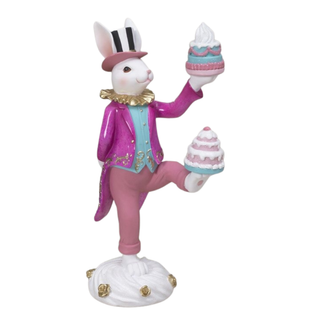 Pink Balancing Teacup Cake Easter Treats Whimsical Bunny