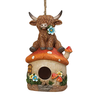 Highland Cow Birdhouse Resin Mushroom Fairy House 2774530-M