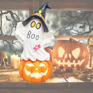Wizard Ghost Jack o Lantern with Lights 55034