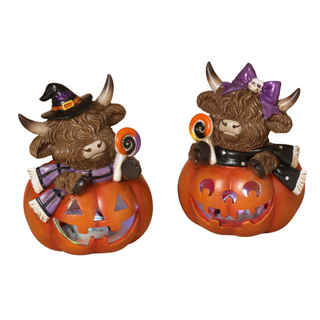 Pre-Order Halloween Lighted Resin Halloween Highland Cow w/ Timer 2851400