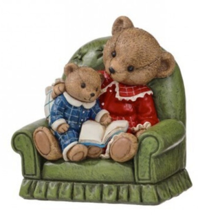 Resin Mother Child Bear Reading on Chair MTX77577