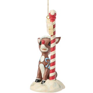 Jim Shore Rudolph Traditions - Rudolph by North Pole Sign Ornament 6019112