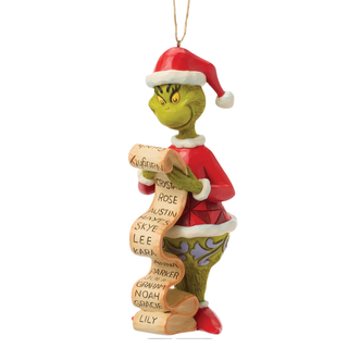 Jim Shore Dr Suess Collection - Grinch with List Ornament 6019146
