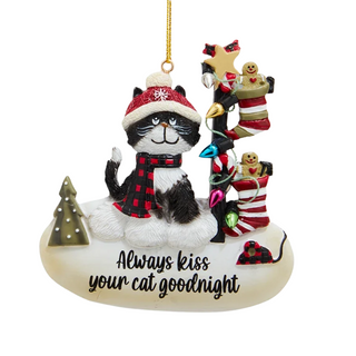 Always Kiss Your Cat Goodnight with Gingerbread Ornament D4907