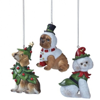 4" Resin Christmas Dog Ornament Set MTX77442