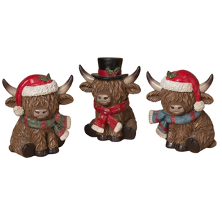 Pre-Order Winter Santa Hat Highland Cow Set with Scarves 2795060