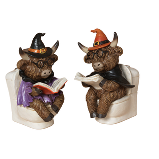 Pre-Order Halloween Reading Highland Cow Sitting on Toilet Set 2854640