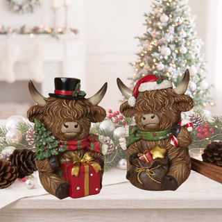 Pre-Order Christmas Highland Cow Set w Giftbag 2864840