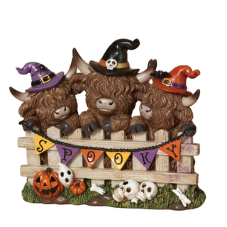 Pre-Order Halloween Highland Cows w/ "Spooky" Banner 2865320