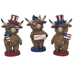 Pre-Order Spring 2026 Resin Americana Highland Cow &Signs Trio w/Tophats Bow Set