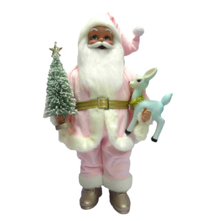 Pink Santa w/Blue Deer and Sisal Tree 05-05344 North Pole Sweet Shoppe