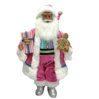 Pink Gingerbread Santa w/Present 05-05342 North Pole Sweet Shoppe