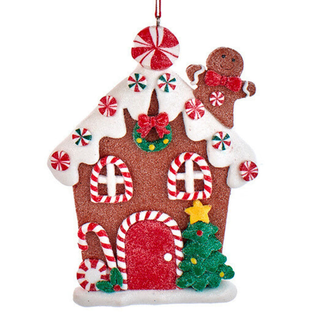 Flat Peppermint Gingerbread House Ornament