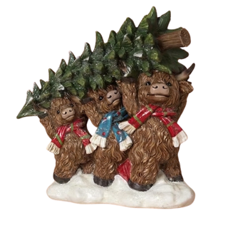 Pre-Order Holiday Highland Cow Trio on the Tree Farm 2851950