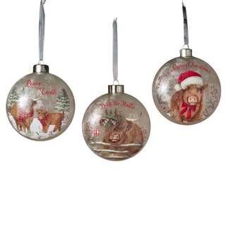 Pre-Order Christmas Frosted Glass Highland Cow Design Ornament 2859480