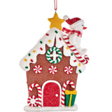 Flat Gingerbread House Ornament Set with Santa Snowman