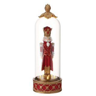 Red Nutcracker Cloche MTX73352 LED BTRY Timer