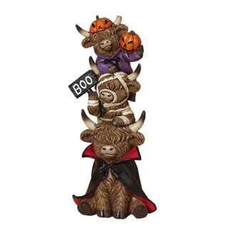 Pre-Order B/O Lighted Vampire Mummy Halloween Stacking Highland Cows w/ Timer 2854680