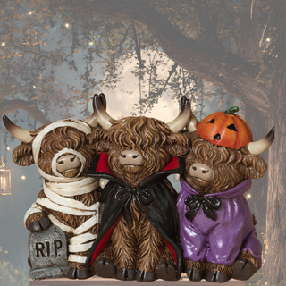 Pre-Order Halloween Highland Cow Trio Mummy Vampire Pumpkin Head 2854660