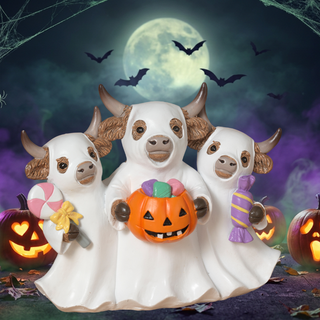 Pre-Order Halloween Highland Cow Ghost Family Figurine 2865290