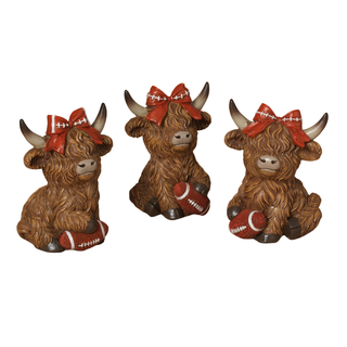 Pre-Order Fall Football Highland Cow Trio Set with Bows 2851460