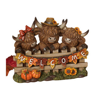 Pre-Order Fall Harvest Highland Cows w/ Welcome Sign 2851450