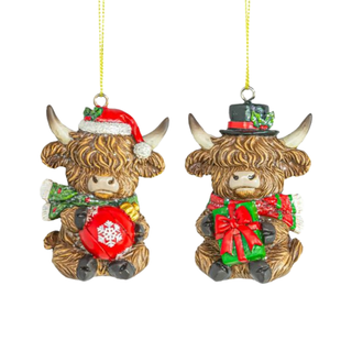 Pre-Order Holly Jolly Highland Cow Ornament Set 16274