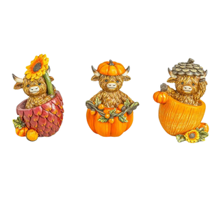 Pre-Order Fall Fruits of Harvest Highland Cow Tabletop Trio Set 46025
