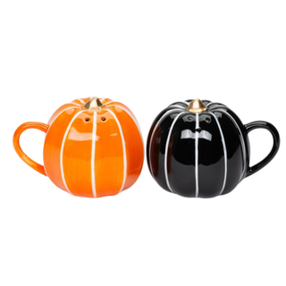 Small Orange/Black Modern Cinderella Pumpkin Salt and Pepper Shaker Set
