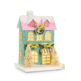 Pre-Order Lighted Pink Green Short Paper House 4619129